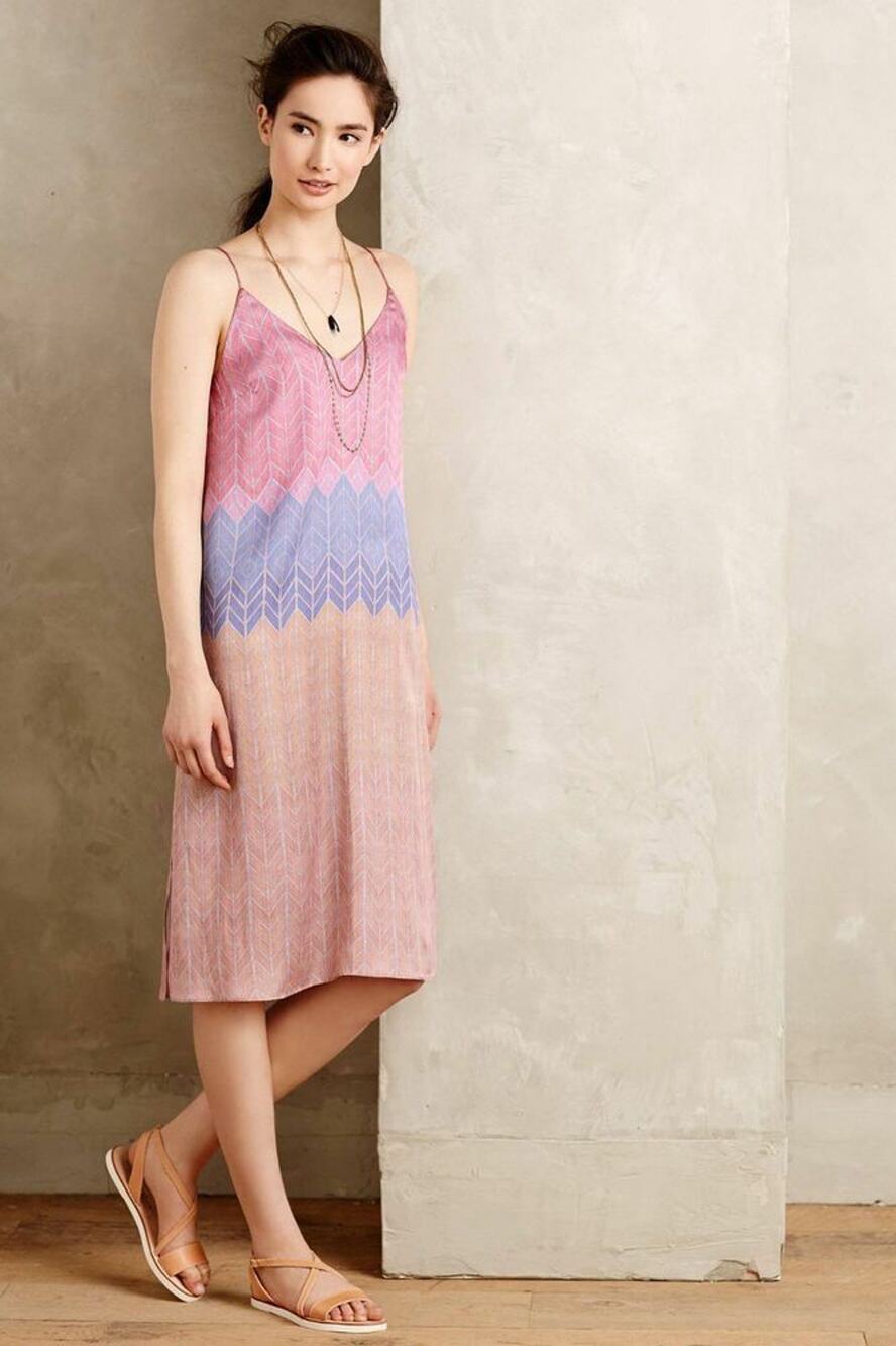 NEW $168 Anthropologie by Morgan Carper Chevron Stripe Slip Midi Dress MP